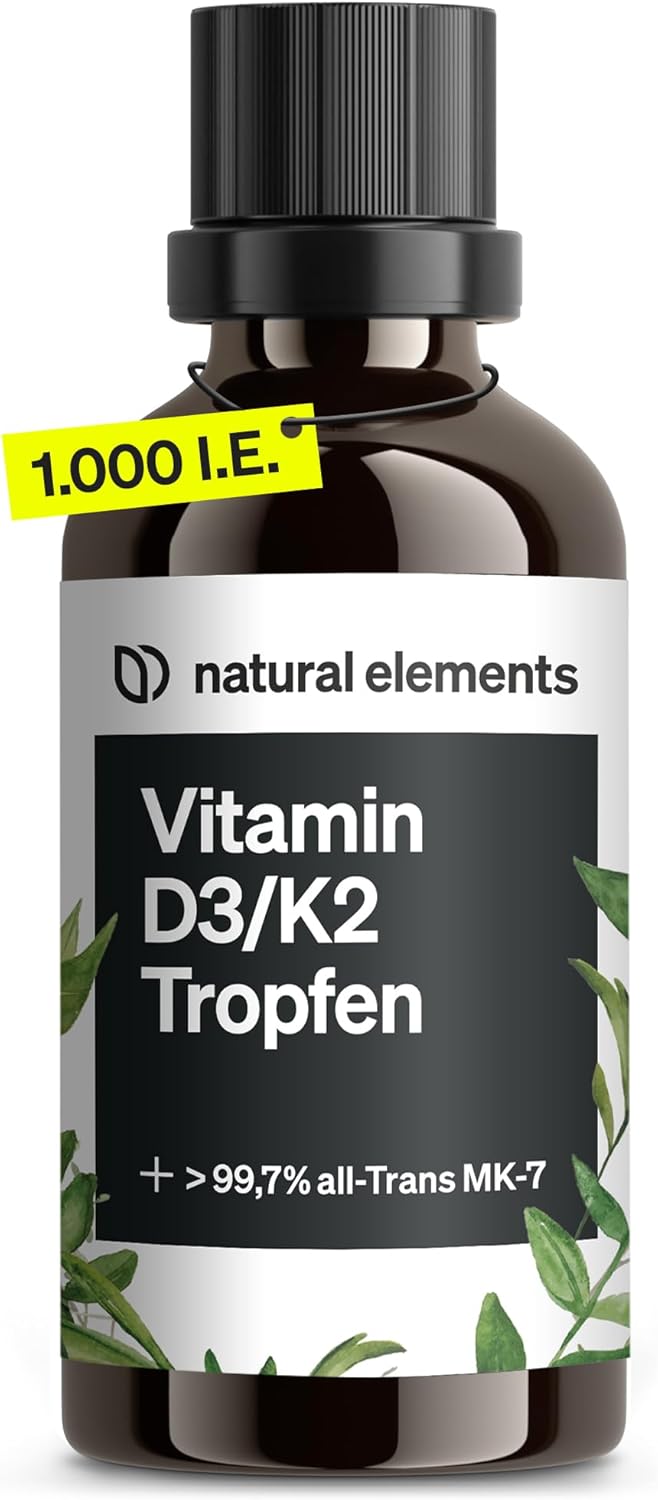 Vitamin D3 + K2 Drops 50 ml - Premium: 99.7+% All-Trans (K2VITAL® from Kappa) + highly bioavailable D3 - laboratory-tested, high dose, liquid and made in Germany