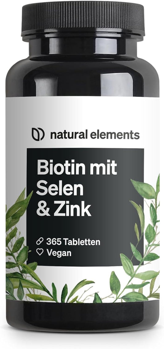 Biotin + Selenium + Zinc 365 - Vegan Tablets - No Magnesium Stearate - Laboratory Tested and Made in Germany