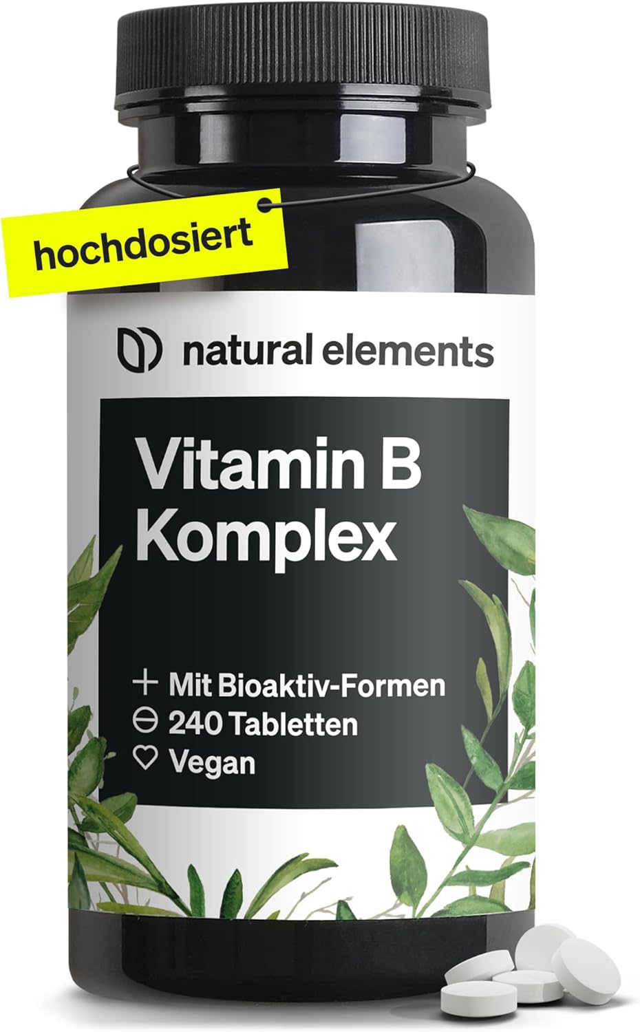 Vitamin B Complex - 240 Tablets - with 8 Essential B Vitamins & Cofactors - with Bioactive Forms - Vegan, High Dose - Laboratory Tested