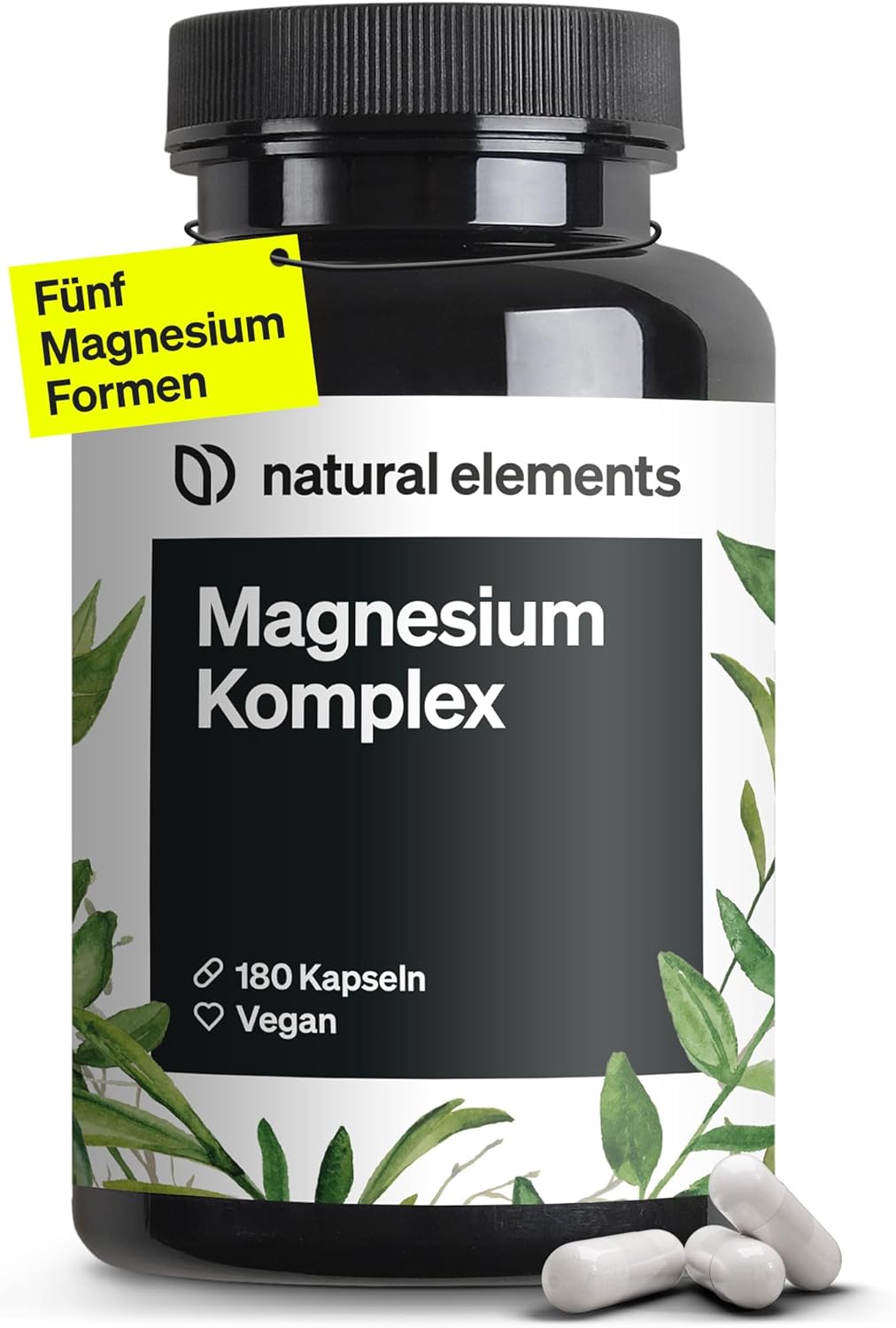 Magnesium Complex - Premium: Made from 5 High-quality Compounds, 400 Mg Elemental Magnesium Per Daily Dose, Laboratory Tested, Vegan, High Dosage