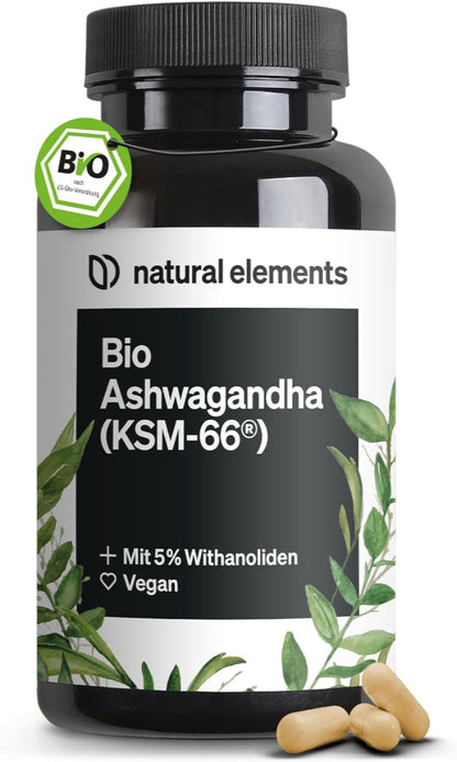 Organic Ashwagandha - KSM-66® Premium Raw Material (180 Capsules with Above Average Range) - Original Indian Sleep Berry - Natural, Laboratory Tested, Vegan, High Dose