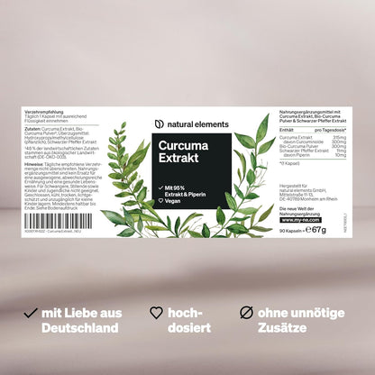 Curcuma extract capsules – comparison winner 2018* – curcumin content of one capsule corresponds to that of approx. 10.000 mg turmeric - high dose of 95% extract - laboratory-tested and manufactured in Germany